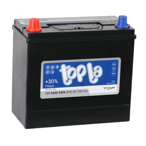 Аккумулятор TOPLA 55 Ач 490 А (JIS), обратная полярность, B24