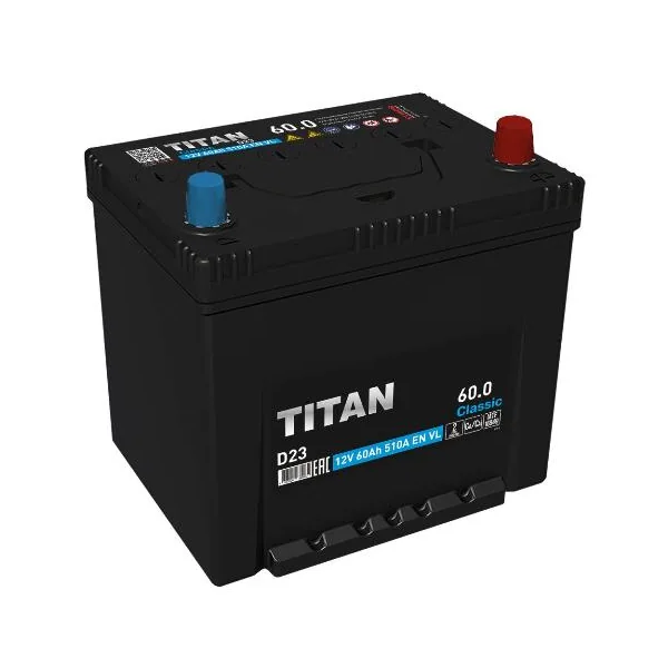Аккумулятор TITAN Asia Classic 60 Ач 510 А (EN), обратная полярность, D23
