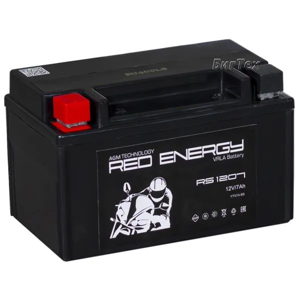 Аккумулятор RED ENERGY 7 Ач 105 А (EN), прямая полярность, YTX7A