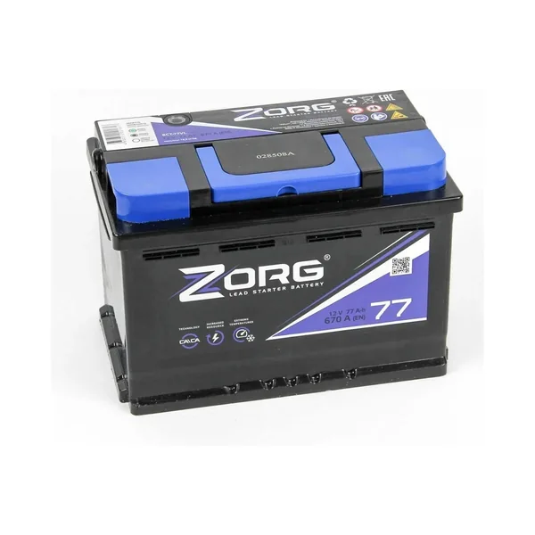 Аккумулятор ZORG 77 Ач 670 А (EN), прямая полярность, LN3