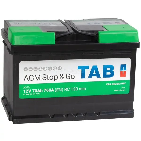 Аккумулятор TAB 70 Ач 760 А (EN), обратная полярность, LN3
