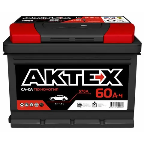 Аккумулятор АКТЕХ BLACK 60 Ач 570 А (EN), прямая полярность, LN2