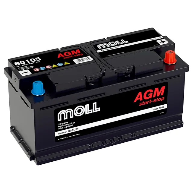 Аккумулятор MOLL 105 Ач 950 А (EN), обратная полярность, LN6