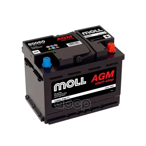 Аккумулятор MOLL 80060 60 Ач 680 А (EN), обратная полярность, LN2