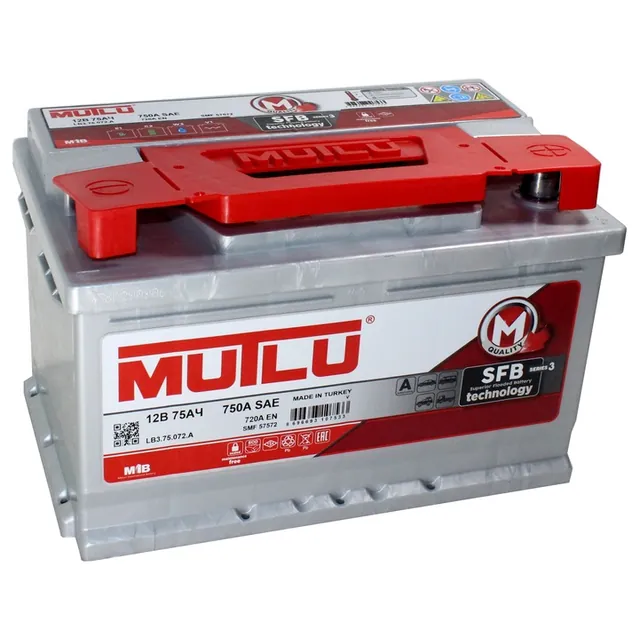 Аккумулятор MUTLU SFB M3 75 Ач 720 А (EN), обратная полярность, LN3