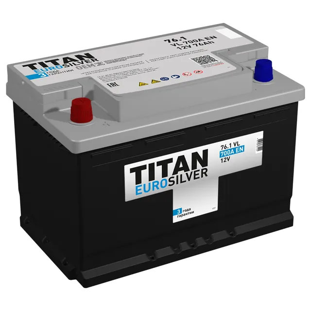 Аккумулятор TITAN Euro Silver 76 Ач 700 А (EN), прямая полярность, LN3