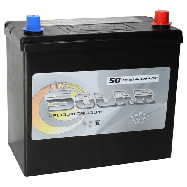 Аккумулятор ULTRA SOLAR BLACK ASIA 50 Ач 400 А (EN), обратная полярность, B24