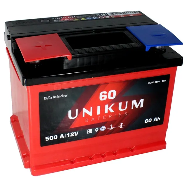 Аккумулятор UNIKUM 60 Ач 500 А (EN), прямая полярность, LN2