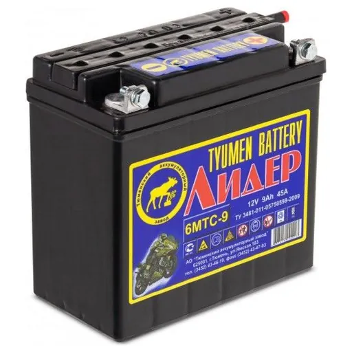Аккумулятор Tyumen Battery Лидер 9 Ач 45 А, обратная полярность, YTX9